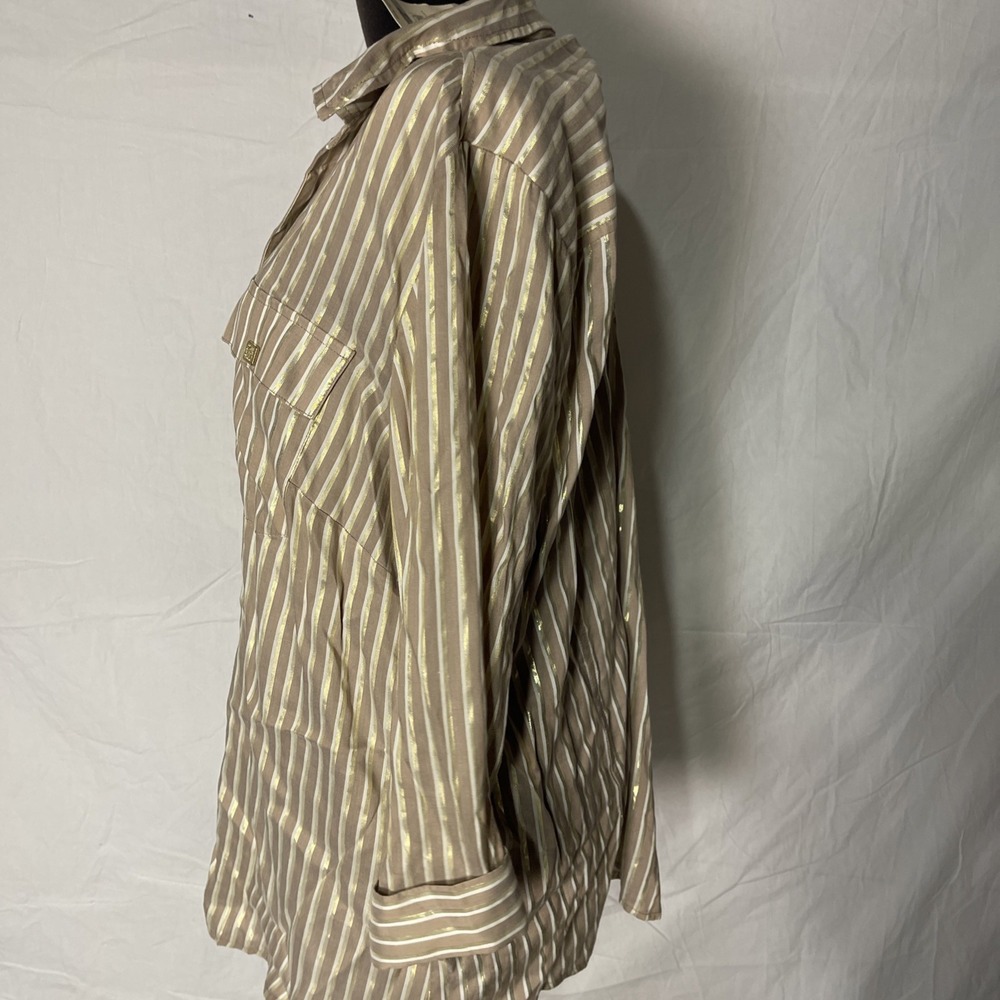 anne klein Women Top Long Sleeves Size 1X Brown Gold - Picture 7 of 16